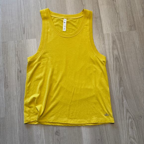 Women's Alo Yogo Yellow Lightweight Active Workout Outdoor Tank Top Shirt Sz XS - Picture 1 of 5